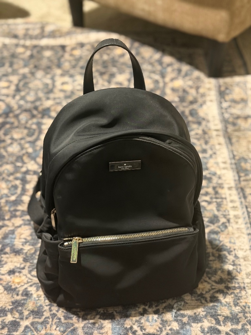 Kate Spade black nylon backpack — authentic, everyday pack.